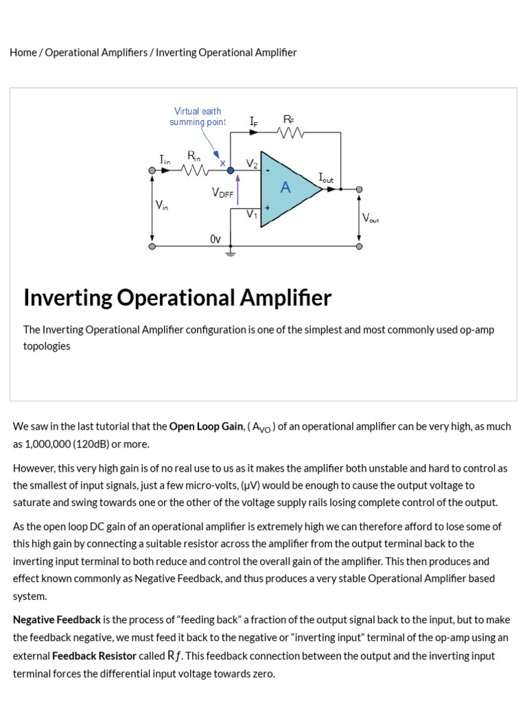 Inverting Operational Amplifier - The Inverting Op-Amp | PDF ...