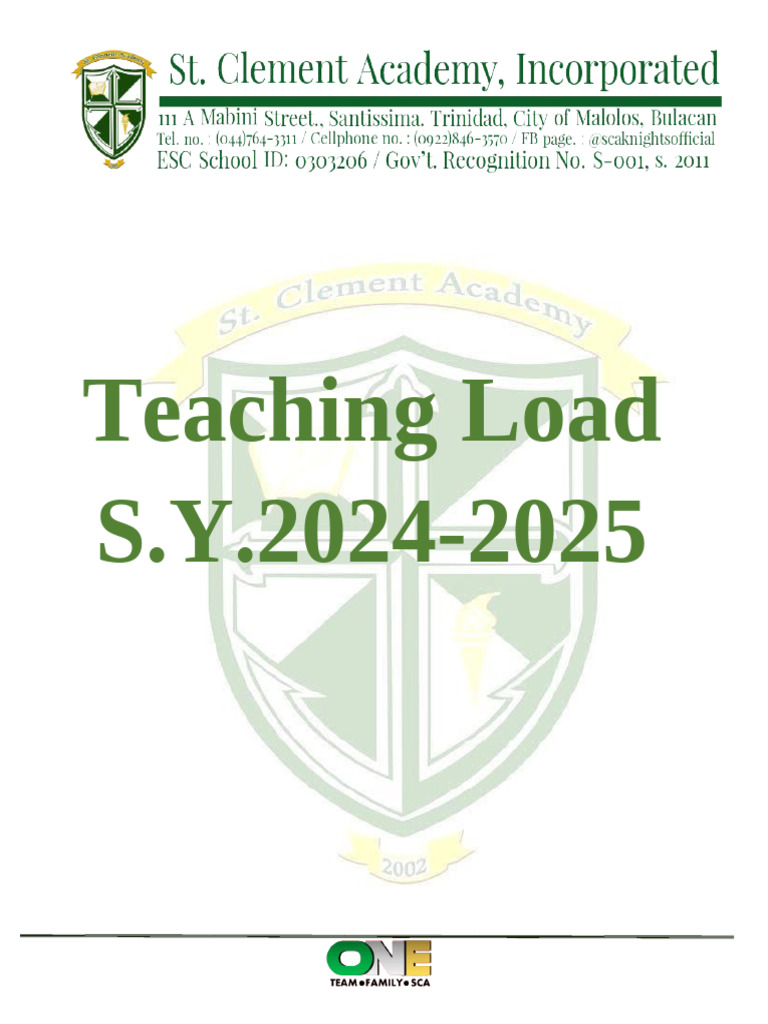 Teaching Load S.Y. 2024-2025 | PDF