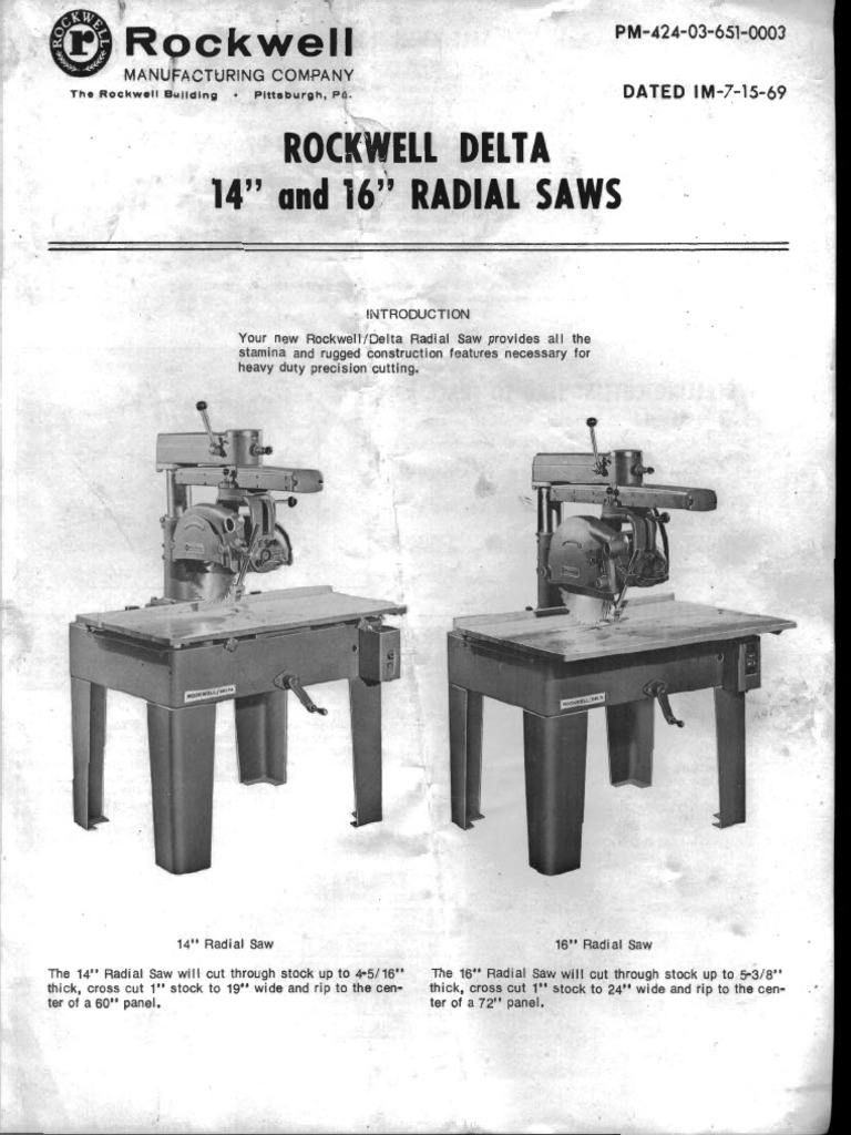 Delta 14 Inch Radial Arm Saw | PDF | Screw | Nut (Hardware)