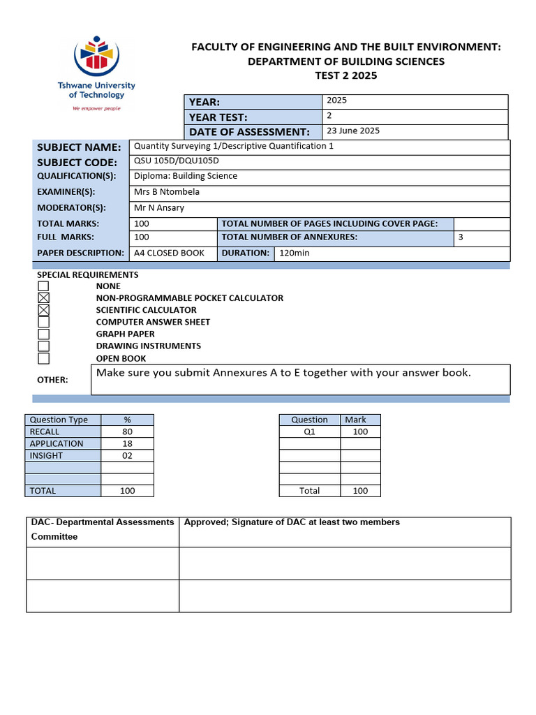 Test 2 Full Question Paper | PDF | Concrete | Brick