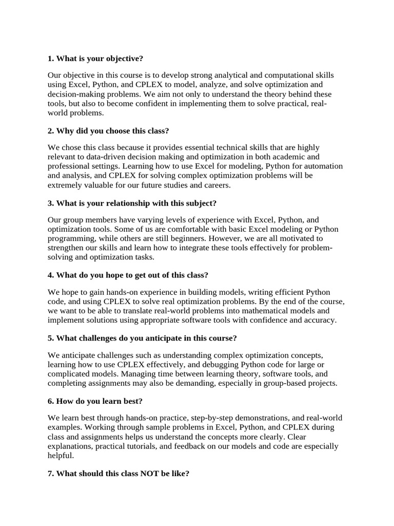 Class Survey - Group 4 | PDF