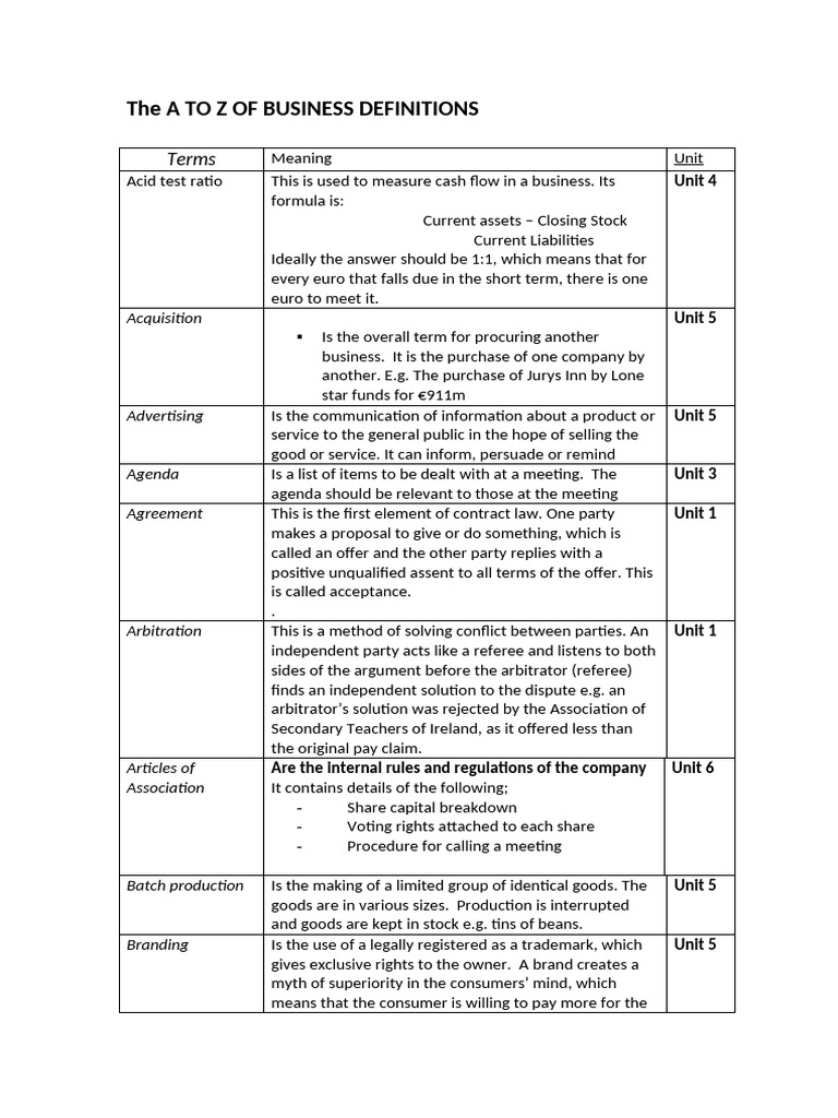 The A To Z of Business Definitions | PDF | Interest | Goods