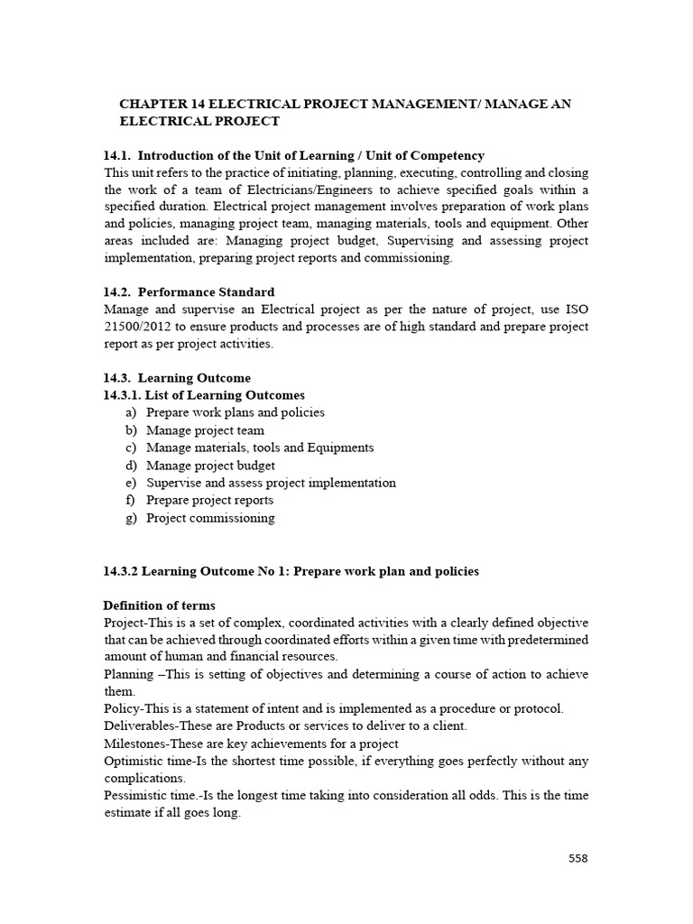 Electrical Project Management For - Level - 6 Updated | PDF ...