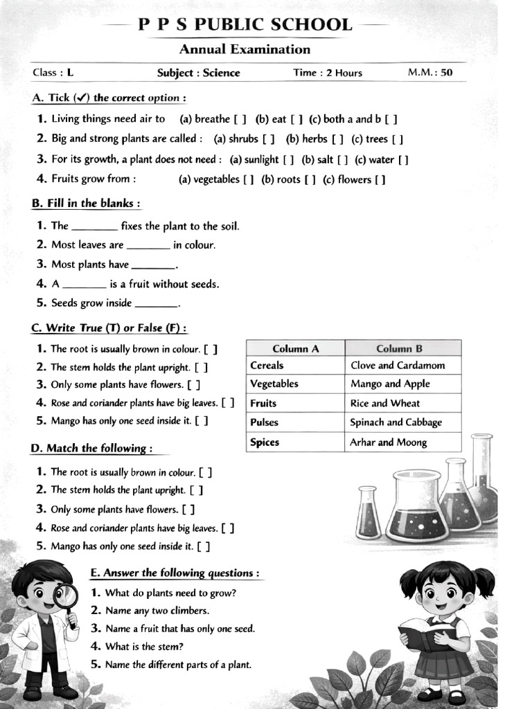Class 1st To 5th Science | PDF | Plants | Foods