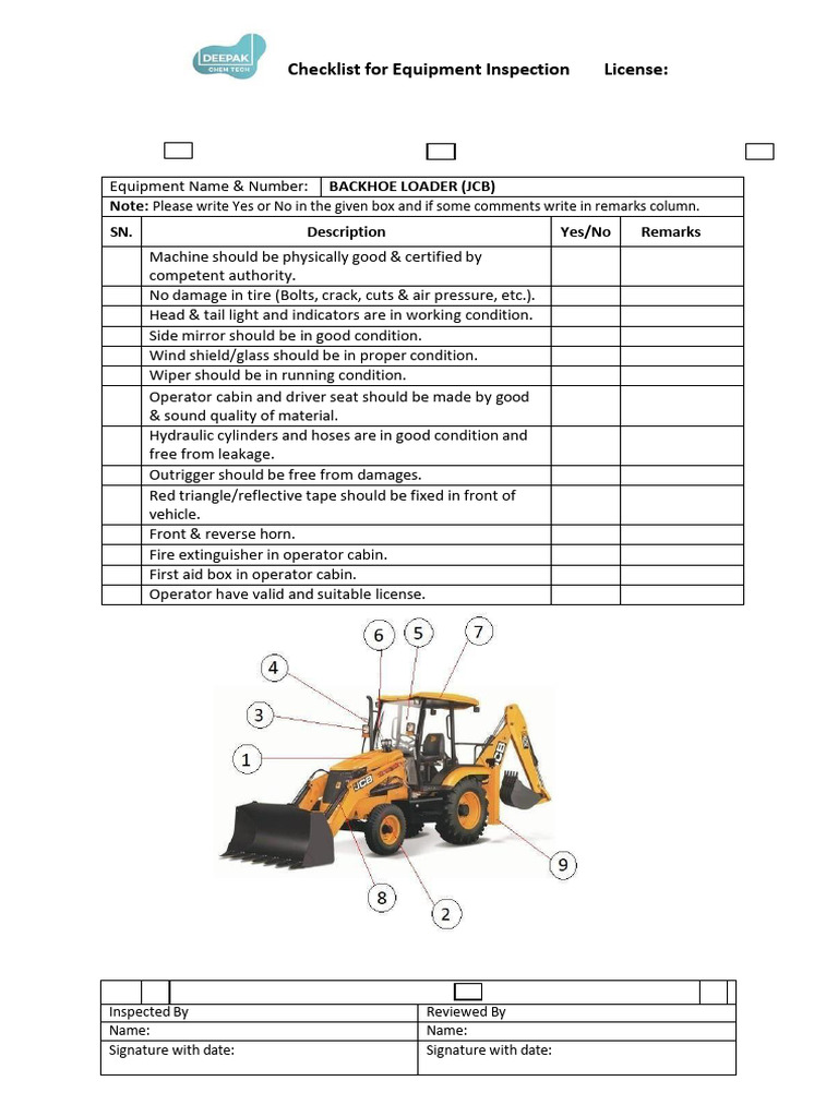 Checklist For Equipment Inspection | PDF | Manufactured Goods | Equipment