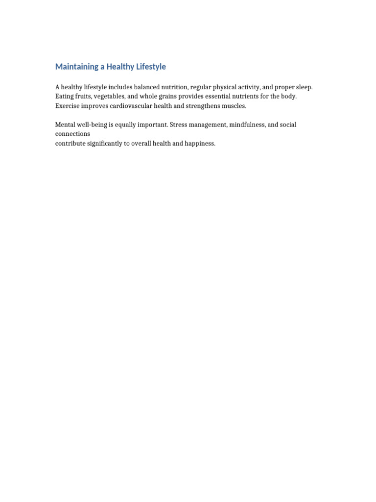Document2 Healthy Lifestyle | PDF