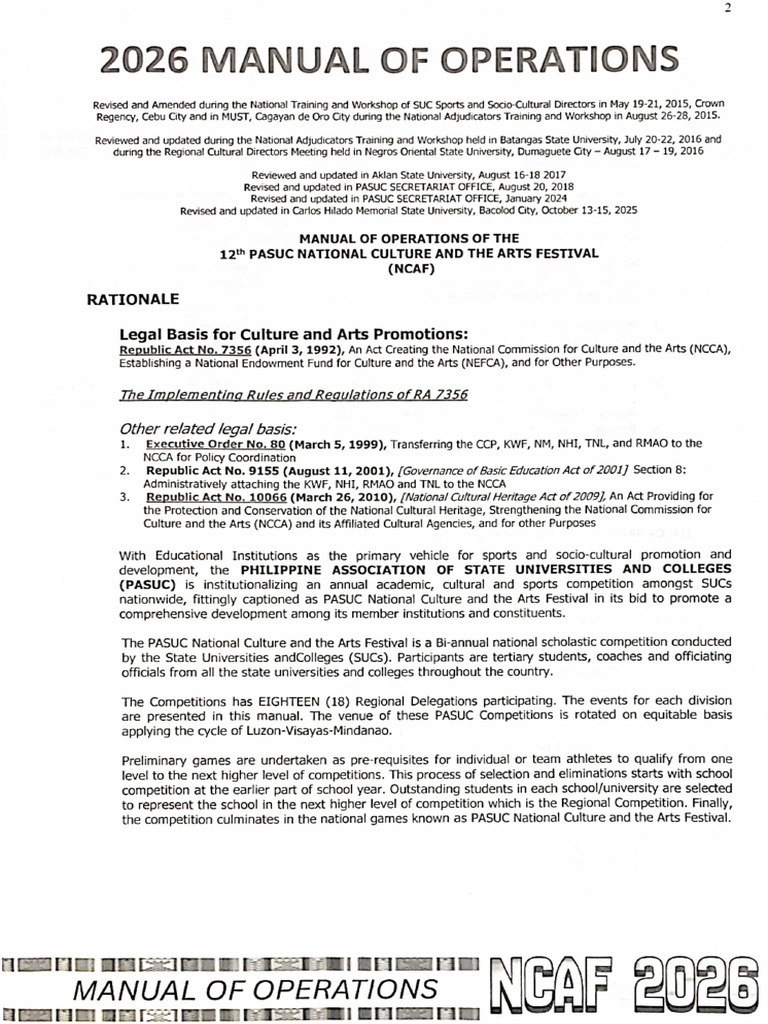 NCAF Manual Operations | PDF