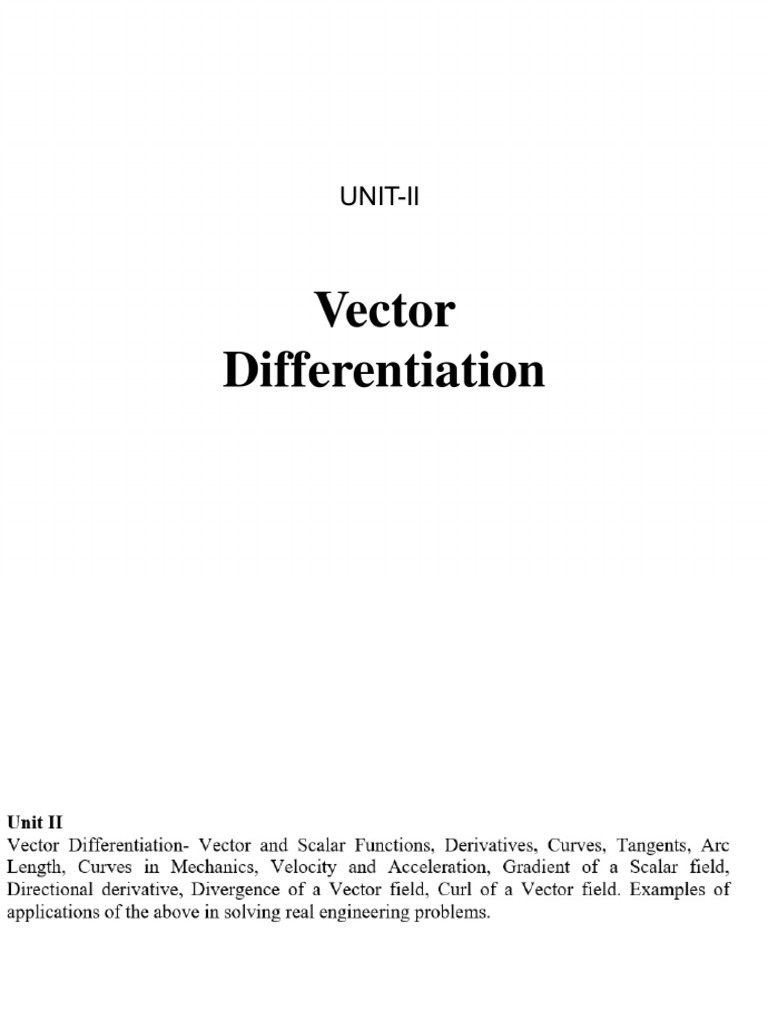 EM2 - L29 Unit II Vector Differentiation Intro | PDF