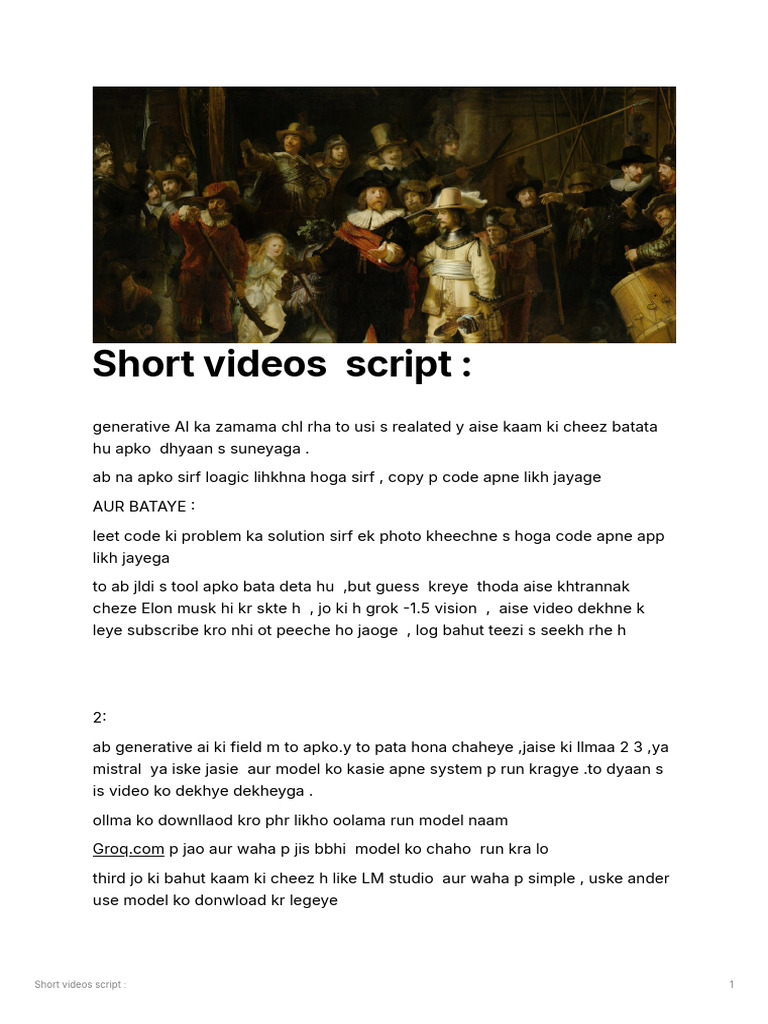 Short Videos Script: 1 | PDF | Computing