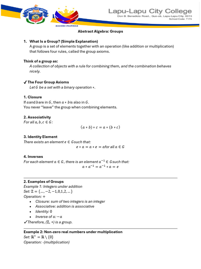 Abstract Algebra Groups | PDF | Group (Mathematics) | Multiplication