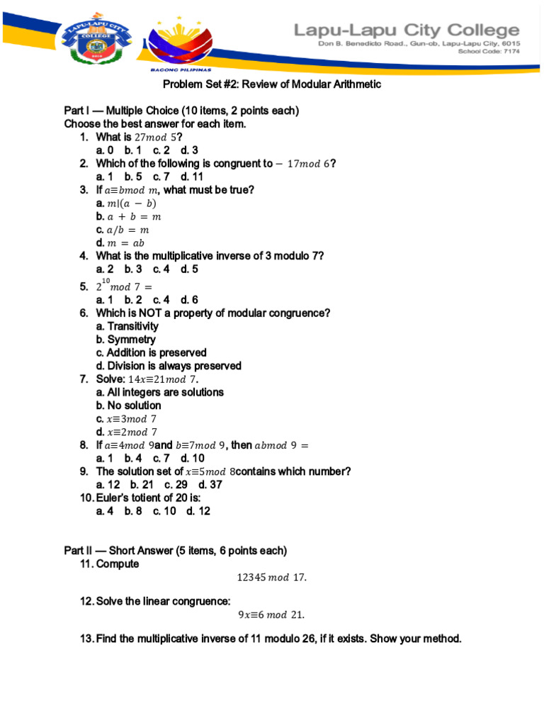 Abstract Algebra Modulo Problem Set | PDF