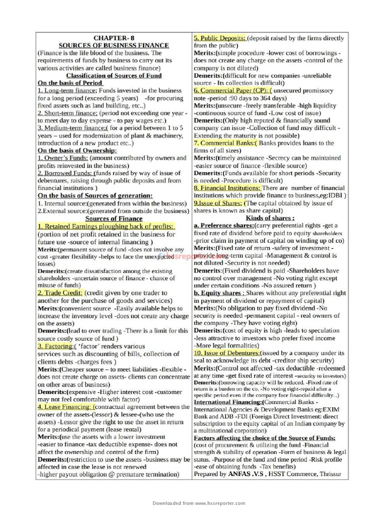 Hssreporter - Com - 1 BS - Chapter 8 (One Page Notes) | PDF