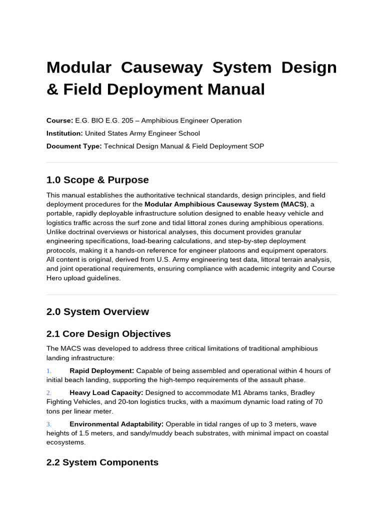 Modular Causeway System Design & Field Deployment Manual | PDF | Beach