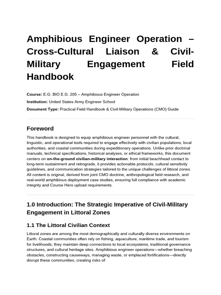 Amphibious Engineer Operation - Cross-Cultural Liaison & Civil-Military ...