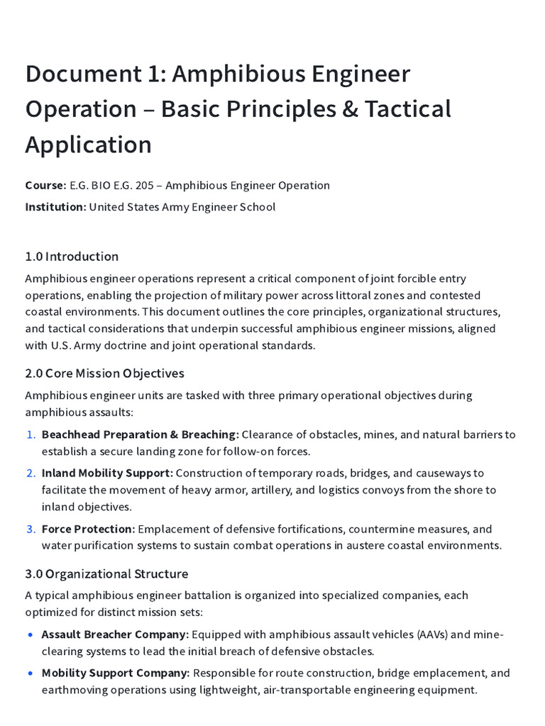 Document 1 Amphibious Engineer Operation - Basic Principles & Tactical ...