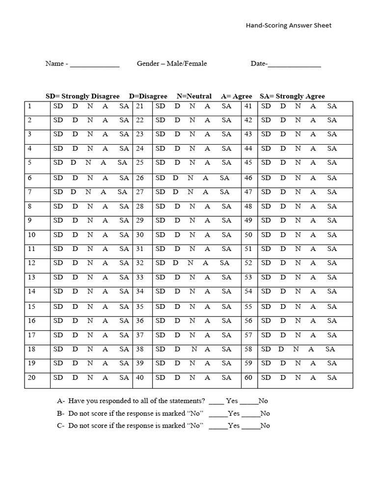 Hand Scoring Sheet | PDF