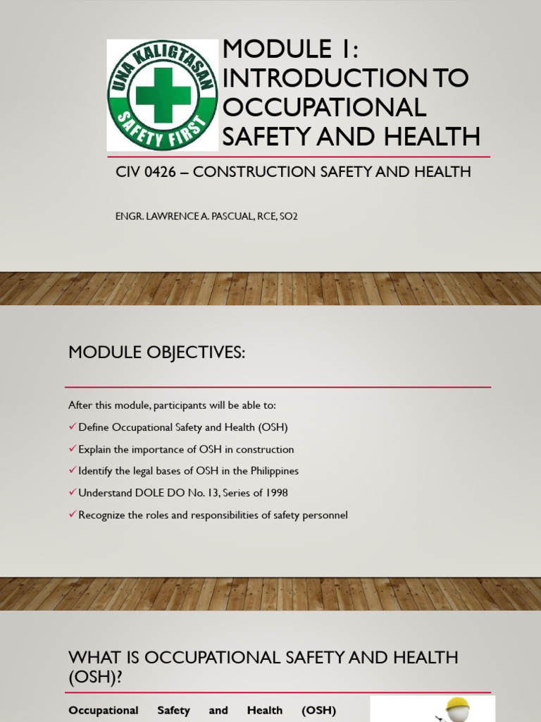 MODULE 1 Introduction To OSH | PDF | Occupational Safety And Health ...