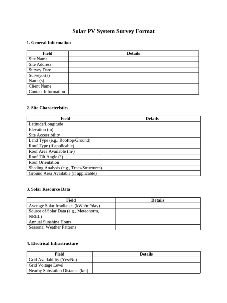 Solar PV System Survey Format - 1ff38e4f 04bd 4129 8027 2946fa72cc55 | PDF