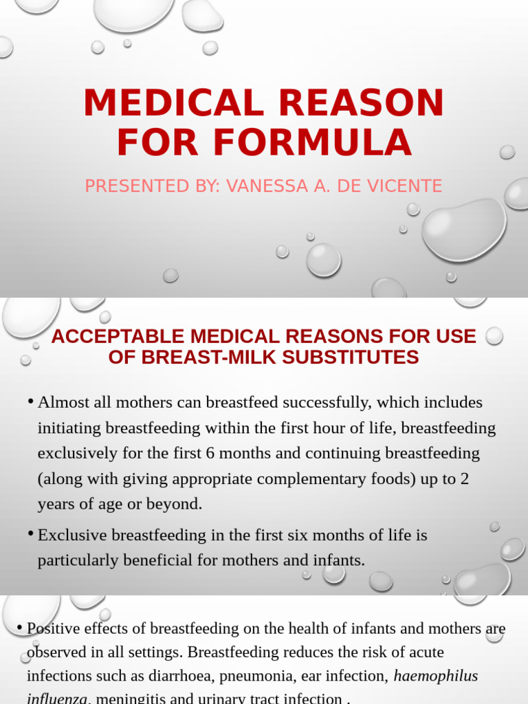 Medical Reason For Formula | PDF