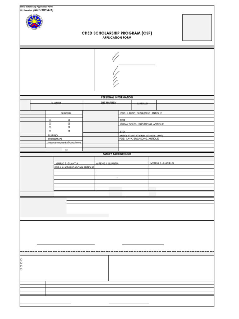 CHED Scholarship Program Application Form | PDF