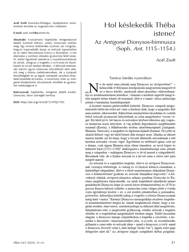 Acél - 2025 - Hol Késlekedik Théba Istene | PDF