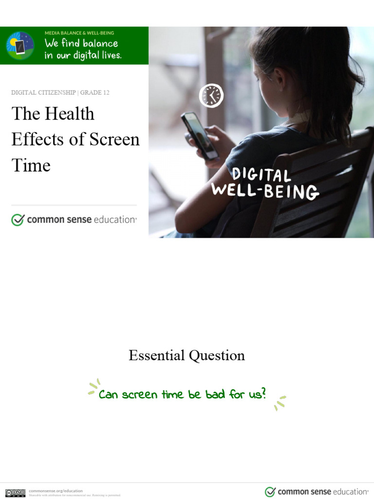The Health Effects of Screen Time - Lesson Slides - PDF 3 | PDF ...
