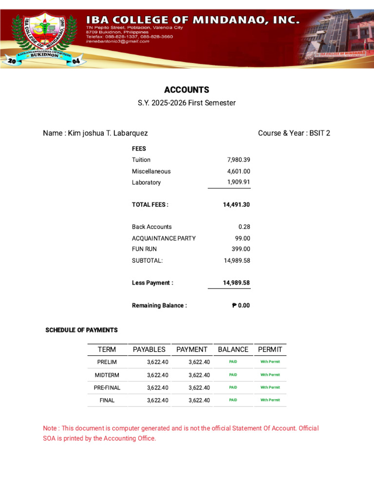 IBACMI - Print Accounts | PDF