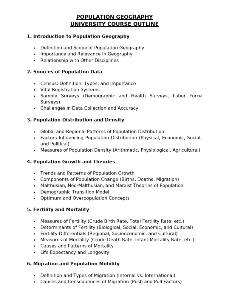 Population Geography Complete Notes | PDF | Demography | Geography
