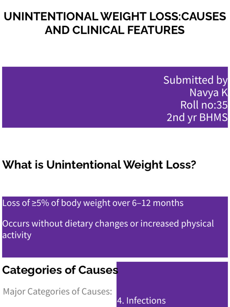 Navya-Clinical Features and Causes of Unintentional Weight Loss | PDF ...