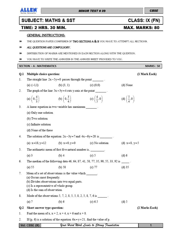 0810 FN - (9th) Maths + SST Mt-9 (All Center) | PDF | Nazism | Nazi Germany