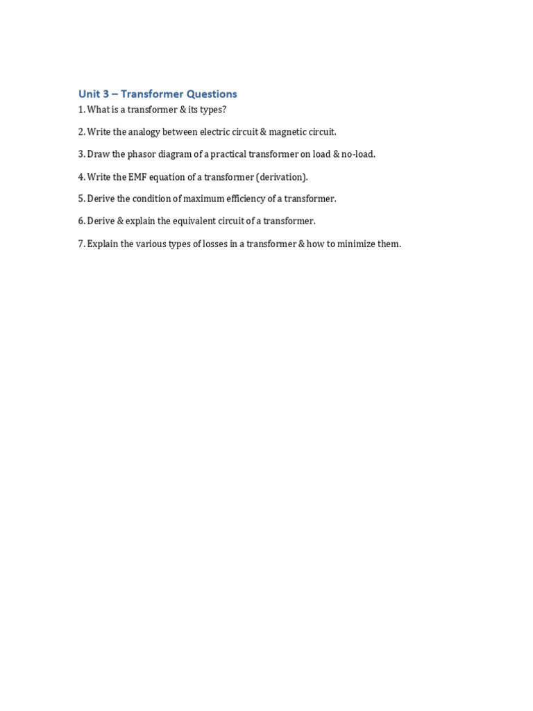 Transformer Questions | PDF