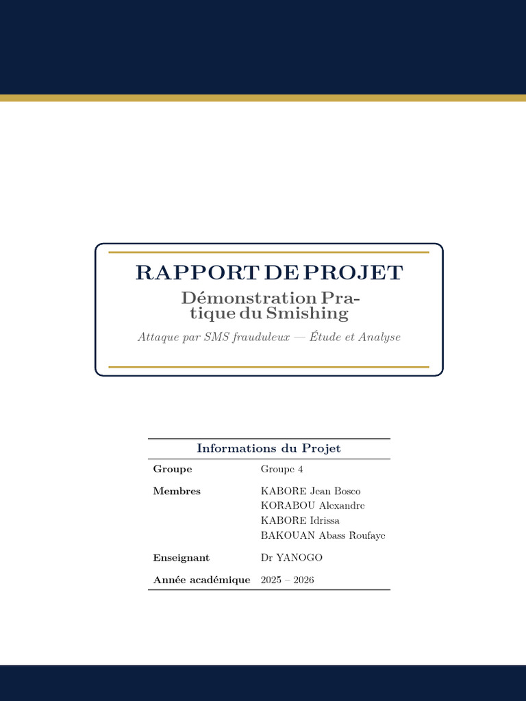 Rapport Projet - Smishing (Groupe 4) | PDF | PHP | Ingénierie sociale ...