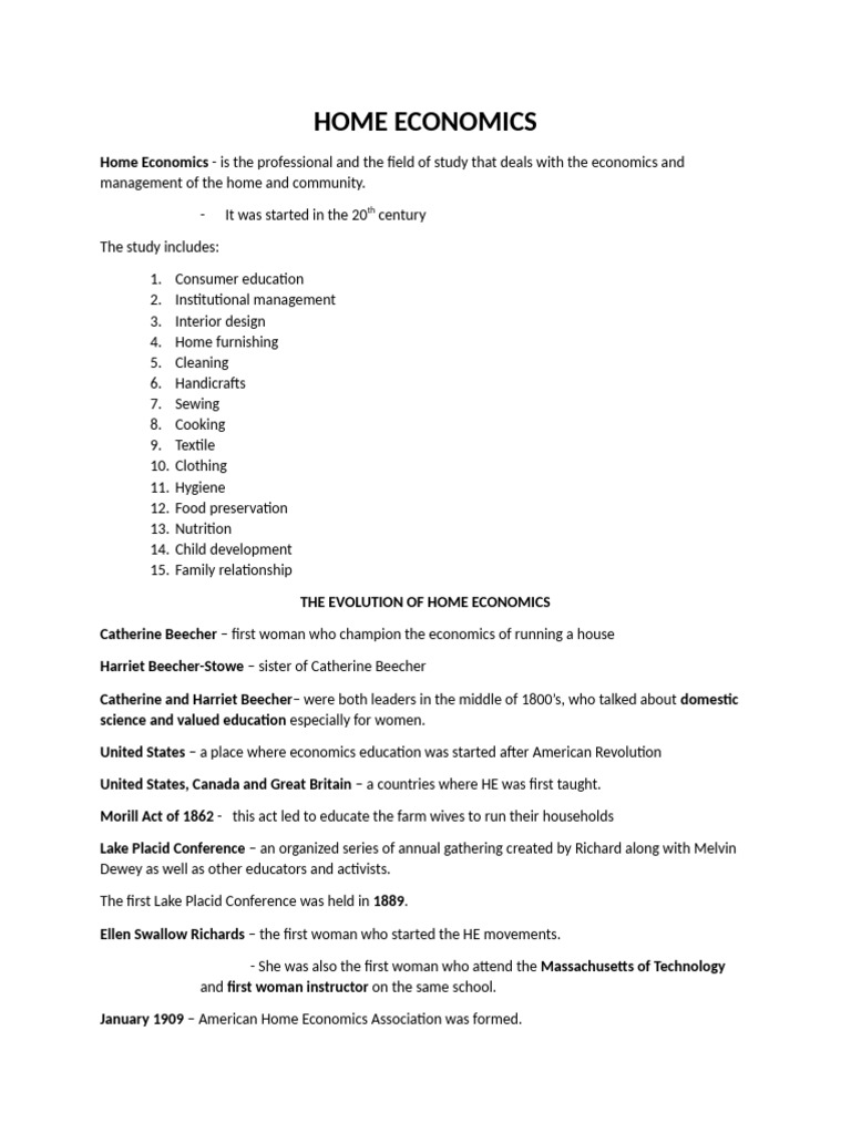 Home Economics | PDF