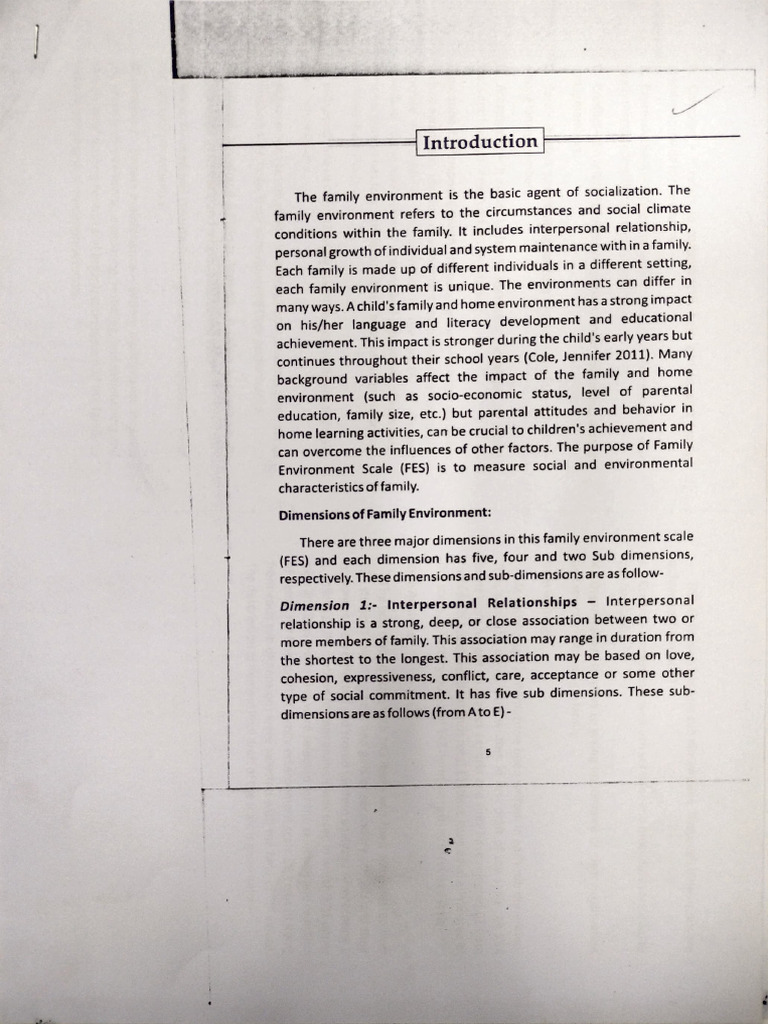 Family Environment Scale Manual | PDF