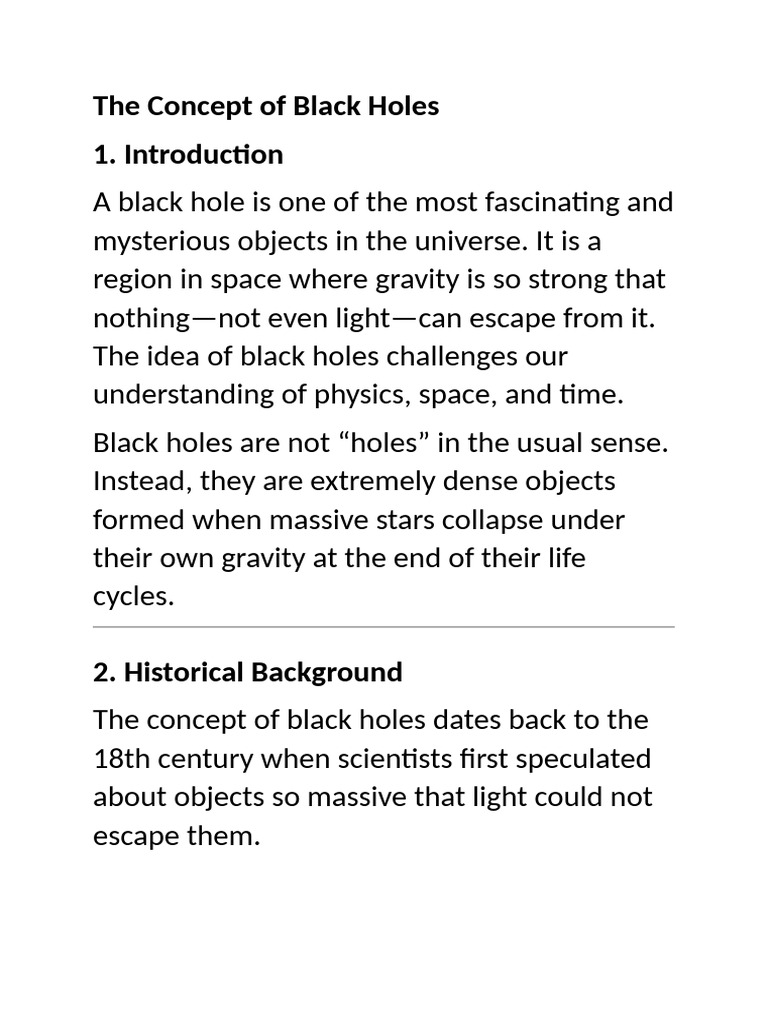 The Concept of Black Holes | PDF | Black Hole | Physics
