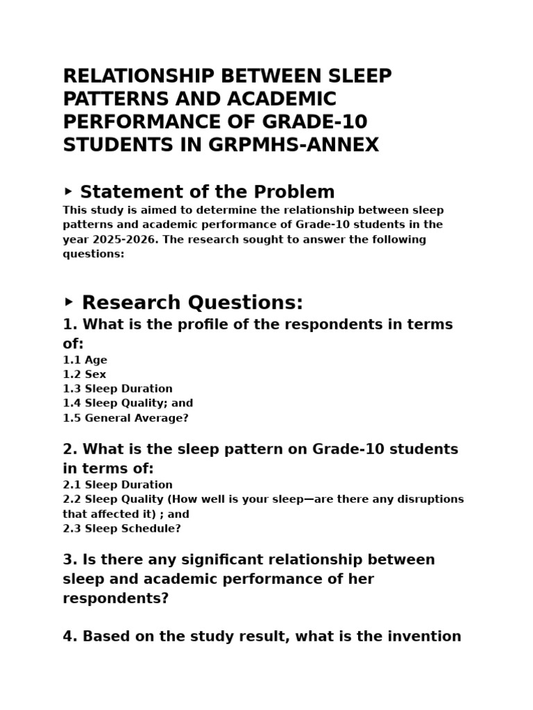 Relationship Between Sleep Patterns and Academic Performance | PDF ...