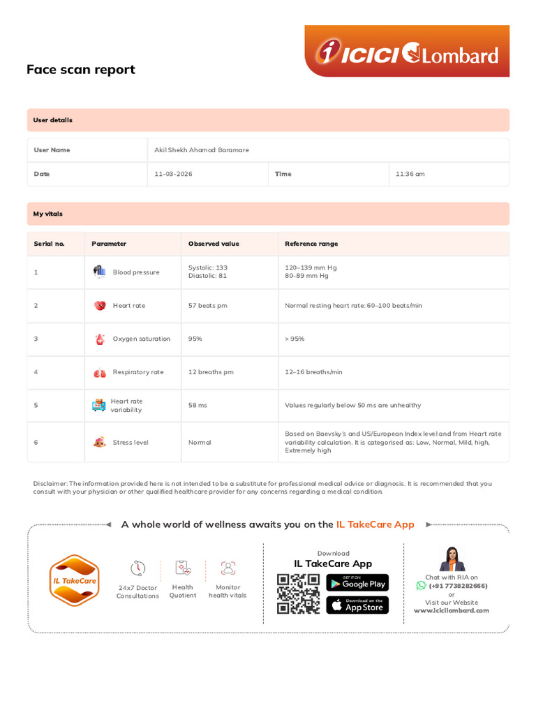 Face Scan Report | PDF | Blood Pressure | Medicine