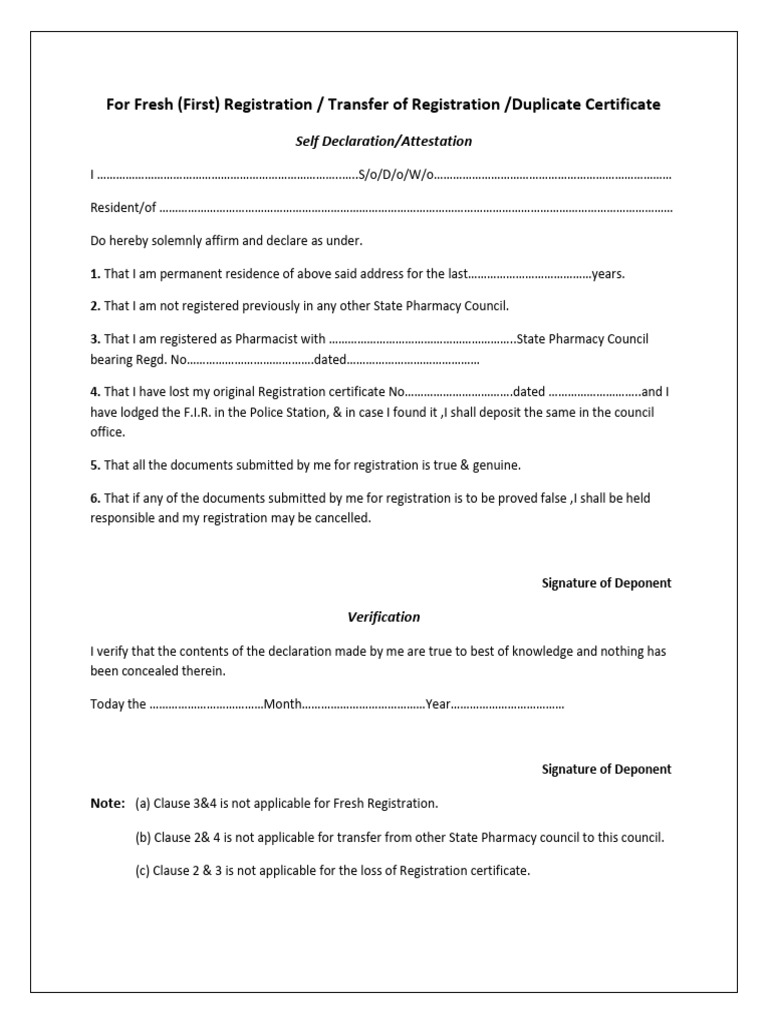 Self Declaration Form | PDF