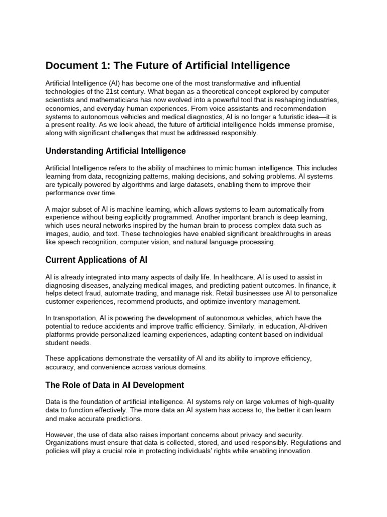 The Future of Artificial Intelligence | PDF | Artificial Intelligence ...