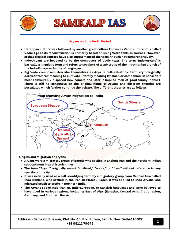 Aryans and The Vedic Period Samkalp IAS | PDF | Vedas | Upanishads