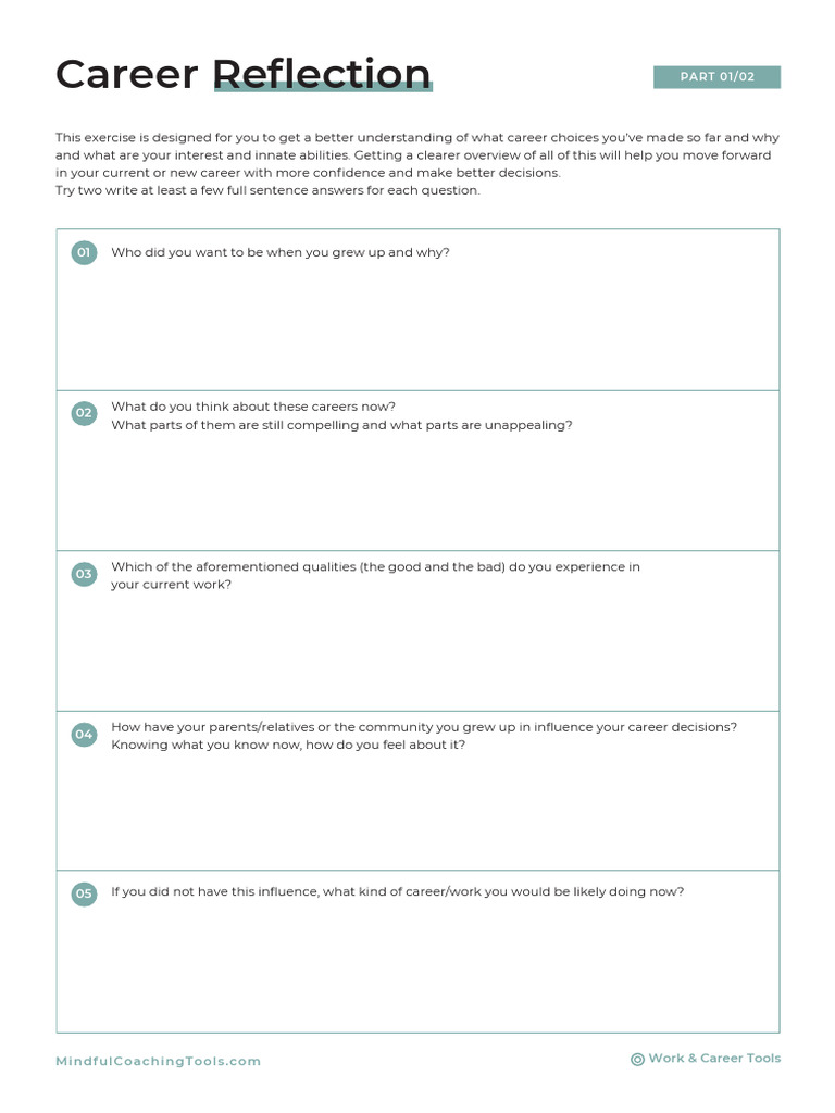 Career Reflection Worksheet | PDF