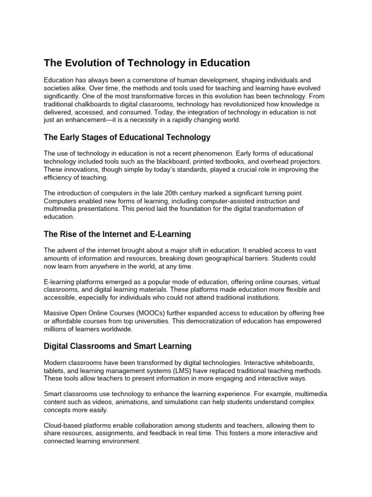 Evolution of Technology in Education | PDF | Educational Technology ...