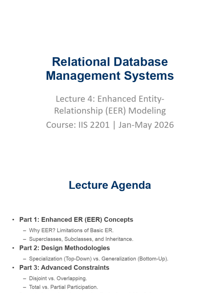 RDBMS Lecture4 EER To Relational | PDF | Relational Model | Inheritance ...