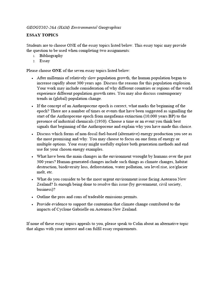 Essay Topics | PDF