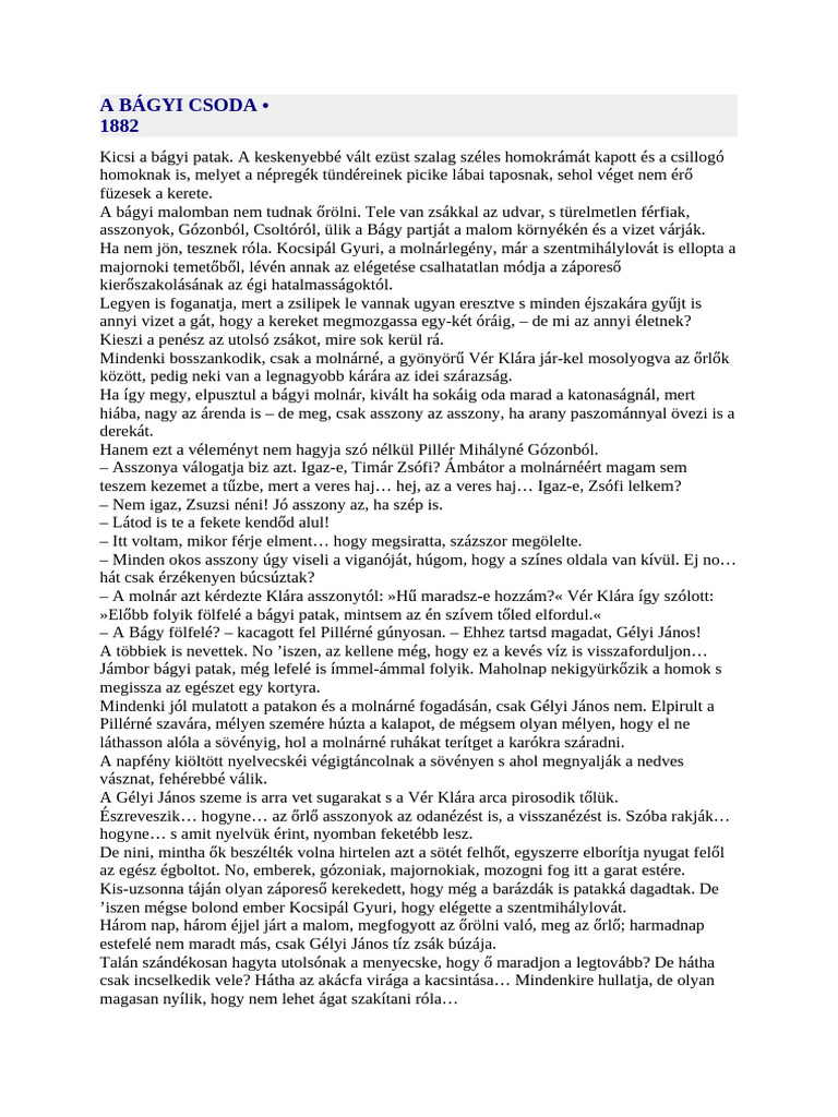 A Bágyi Csoda | PDF