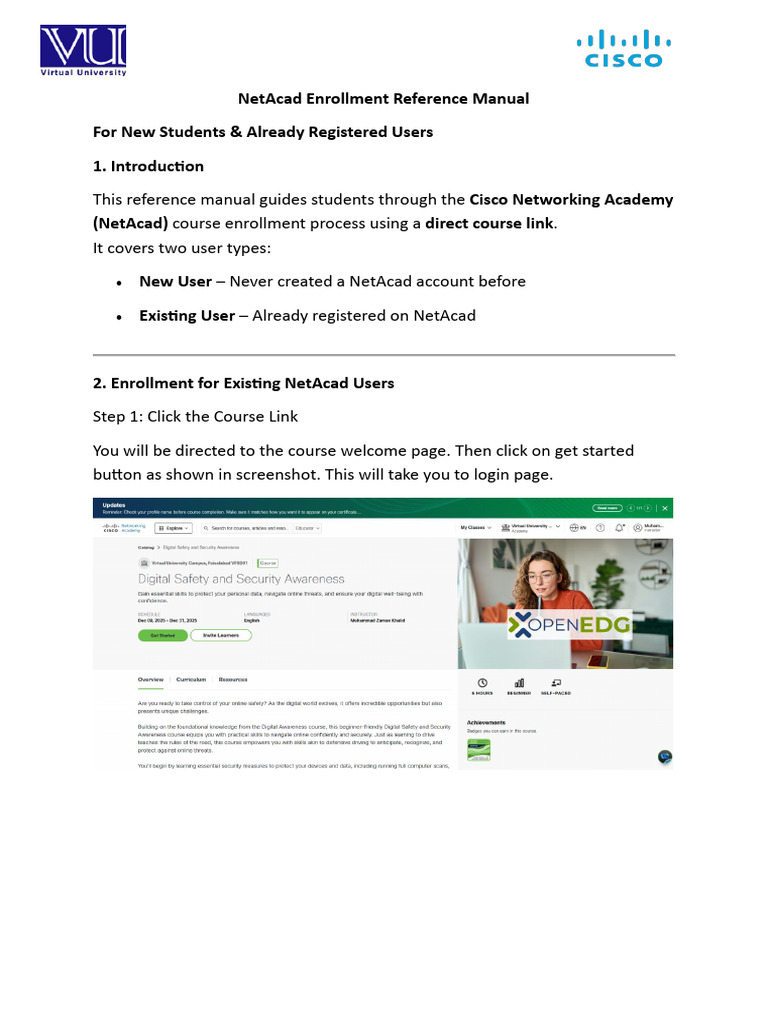 Reference Manual For Enrollment in Net A Cad Course | PDF