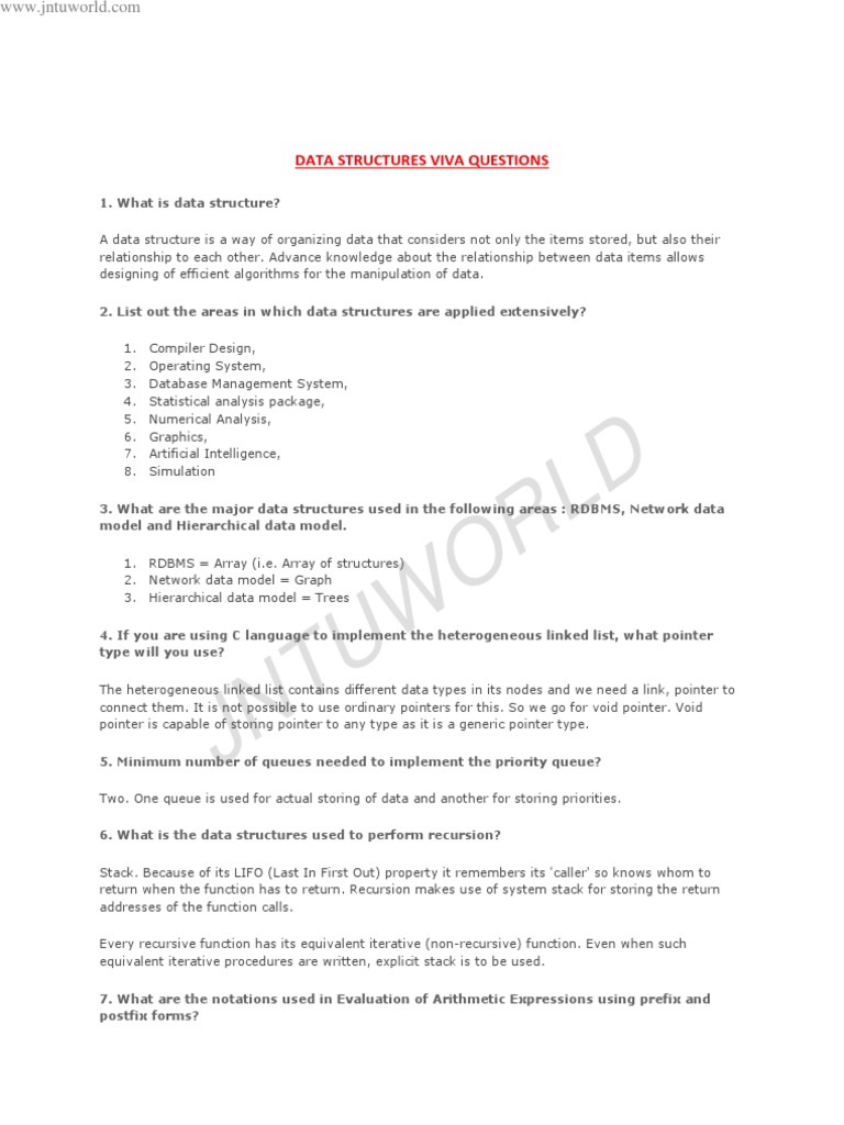 Data Structures Viva Questions | PDF | Pointer (Computer Programming ...