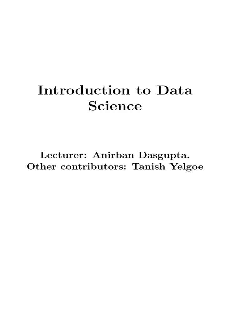 Data Science CS 328 Lecture Notes | PDF | Cluster Analysis | Normal ...
