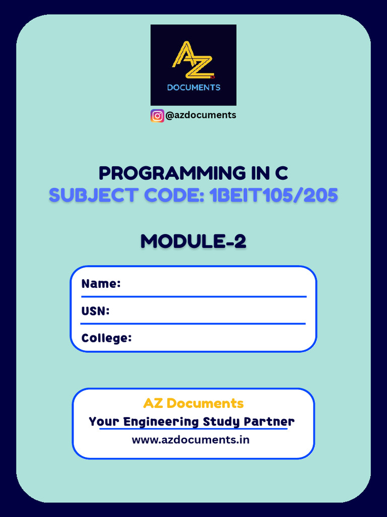 C Programming 1st Year VTU Notes Module 2 | PDF | Integer (Computer ...