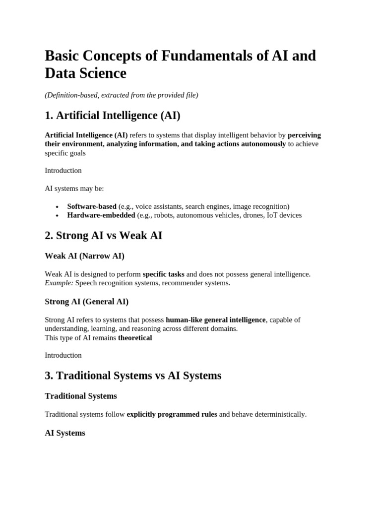 Basic Concepts of Fundamentals of AI and Data Science | PDF ...